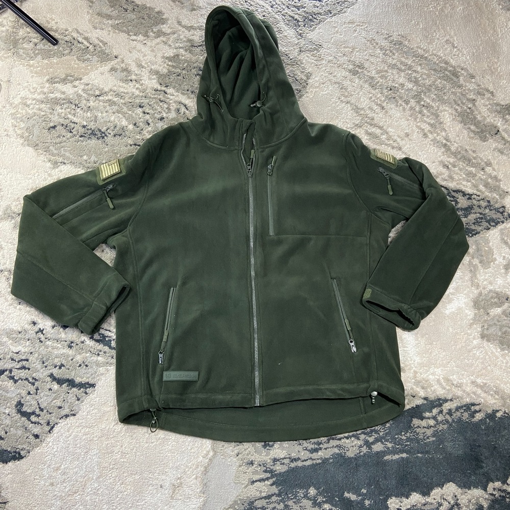 Baerskin Tactical Supply Co. Fleece Hoodie Mens XL Green Drawcord Hem Full Zip